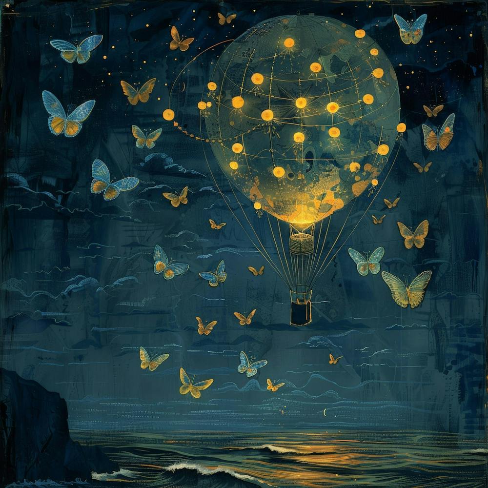 Hot Air Balloon With Butterflies 4