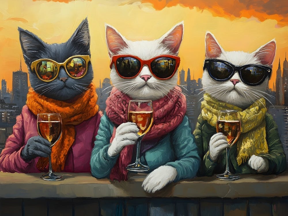 Chats de Ville Avec du Vin 1