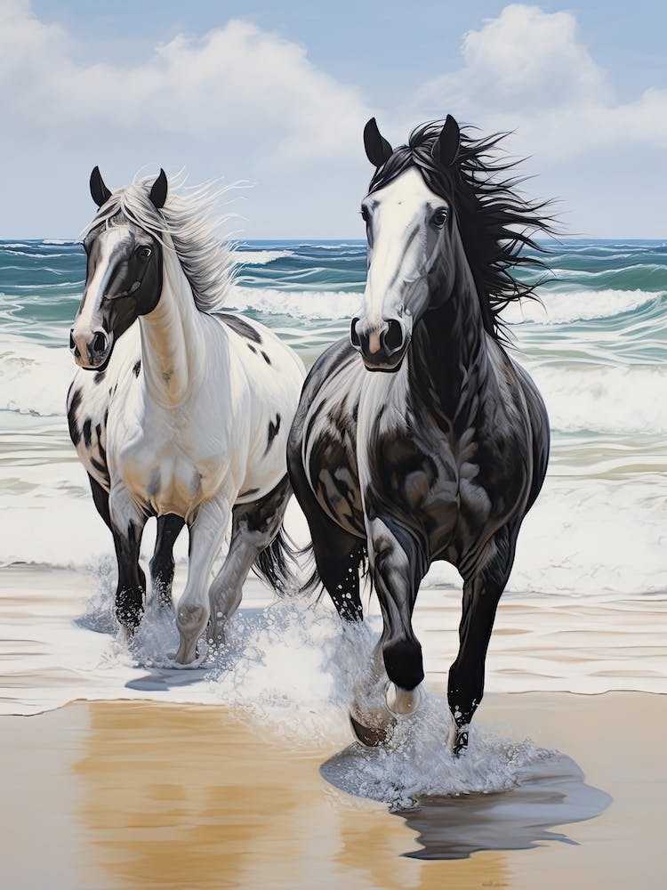 A Horse Oil Painting In Bondi Beach, Australia, Portrait 3