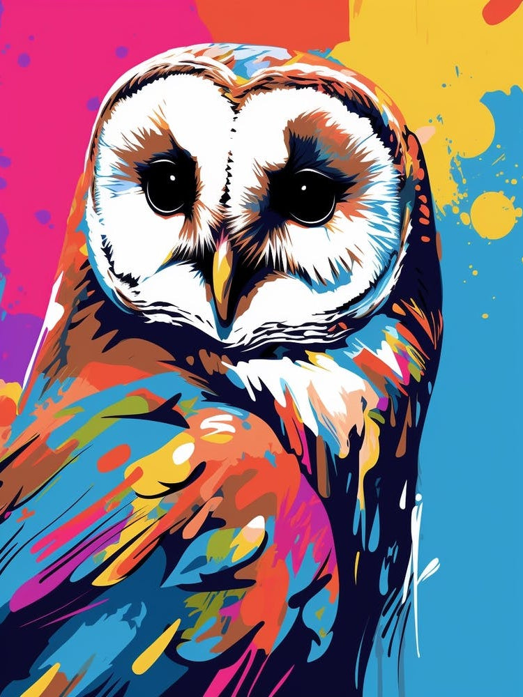 Andy Warhol Style Bird Barn Owl 1