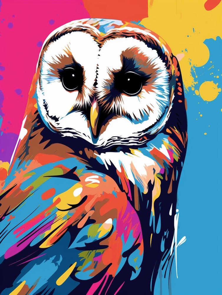 Andy Warhol Style Bird Barn Owl 1