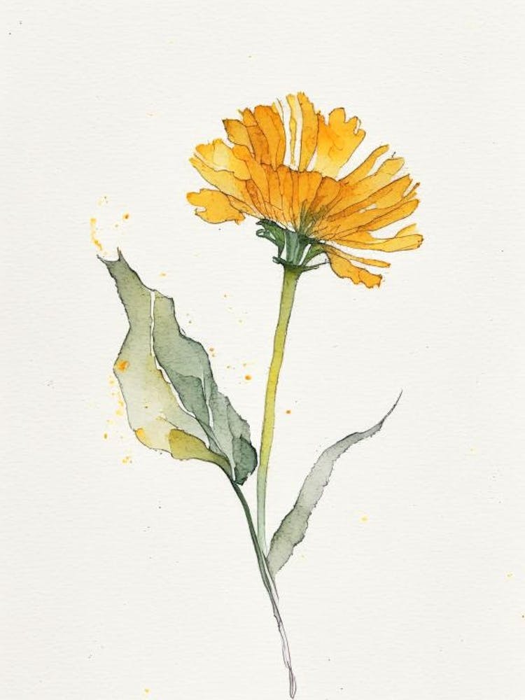 Calendula Leaf Minimalist Watercolour 3