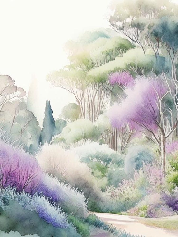 Adelaide Hills  Mount Lofty Botanic Garden, Australia Pastel Watercolour