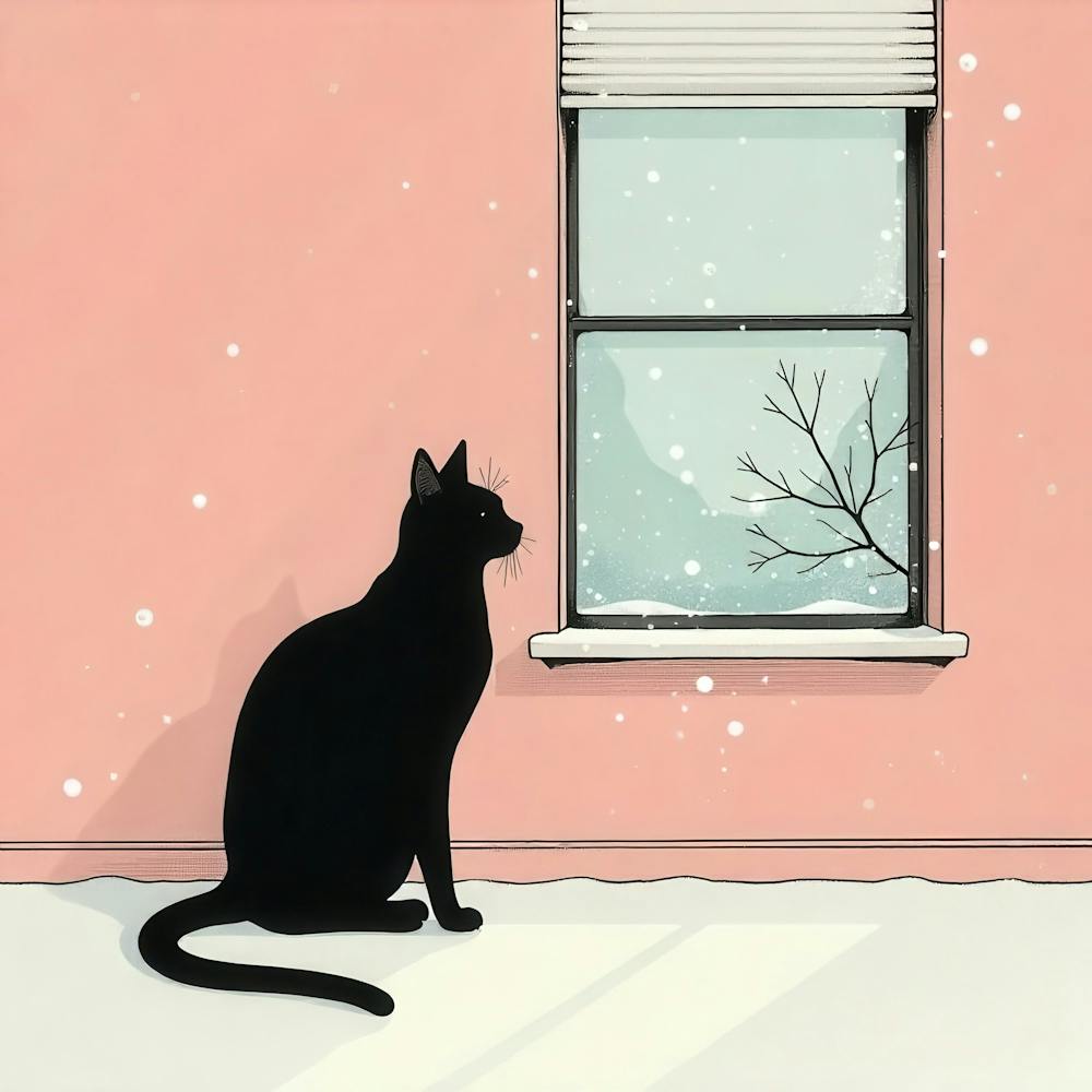 Black Cat Looking Out Window