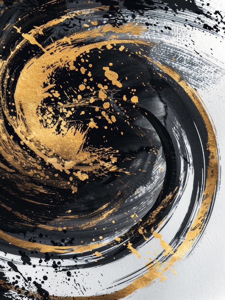 Black And Gold Swirl Canvas Print