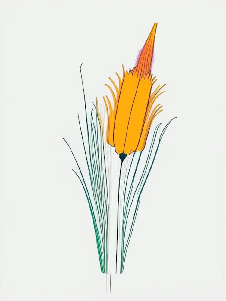 Kniphofia Floral Minimal Line Drawing 1 Flower