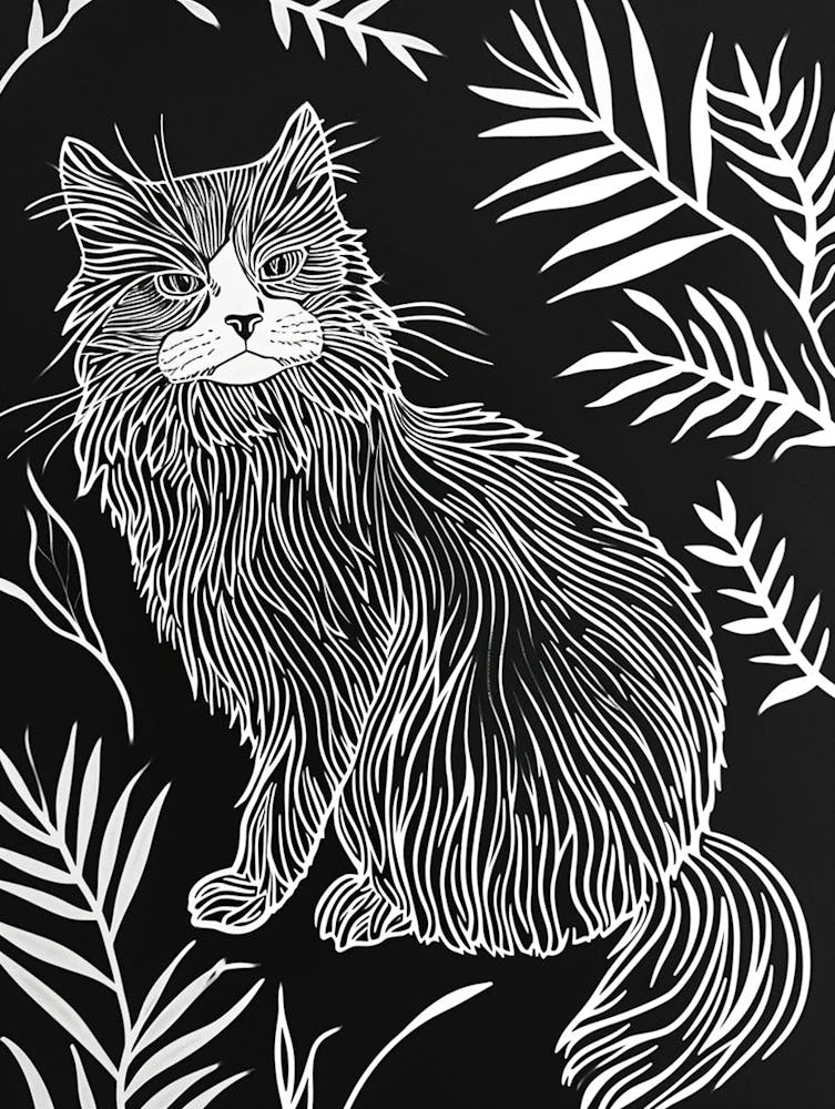 Laperm Cat Minimalist Illustration 4