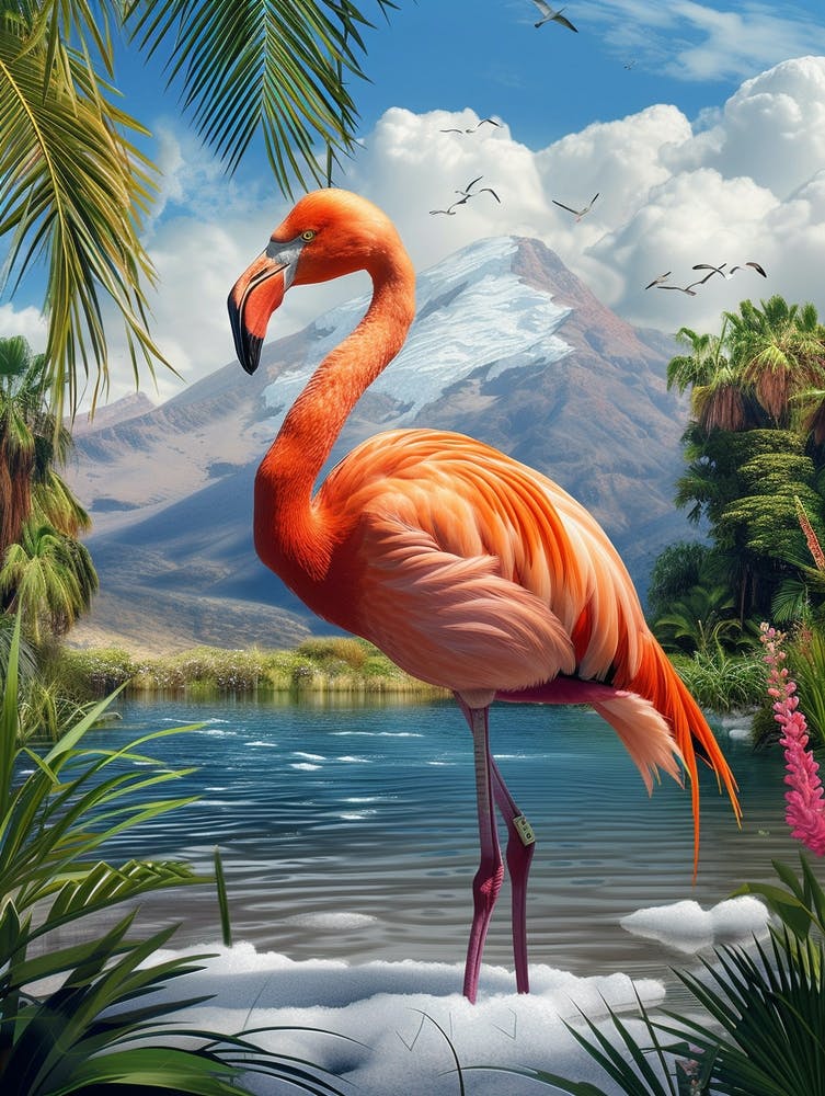Greater Flamingo South America Chile Tropical Illustration 2