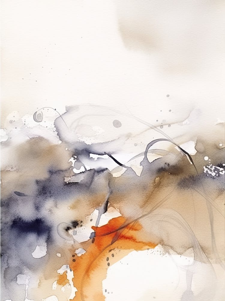 Watercolour Abstract White And Orange 7