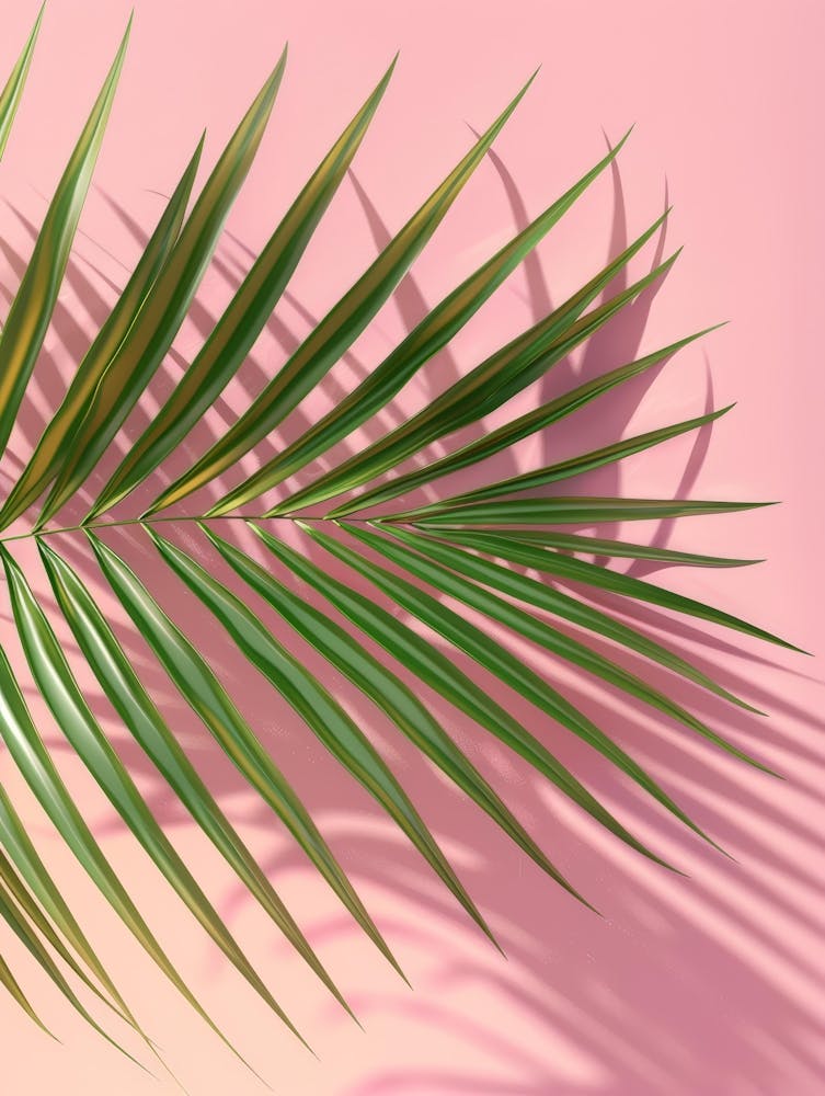 Palm Leaf On Pink Background 4