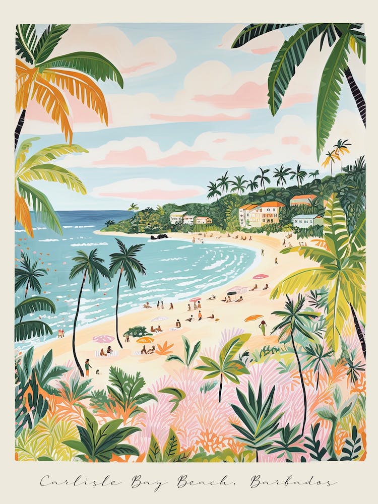 Poster Of Carlisle Bay Beach, Barbados, Matisse And Rousseau Style 3