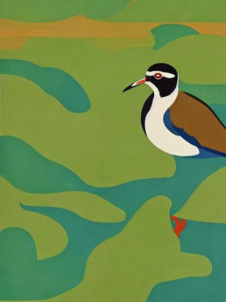 Kiebitz Mid-Century Illustration Vogel
