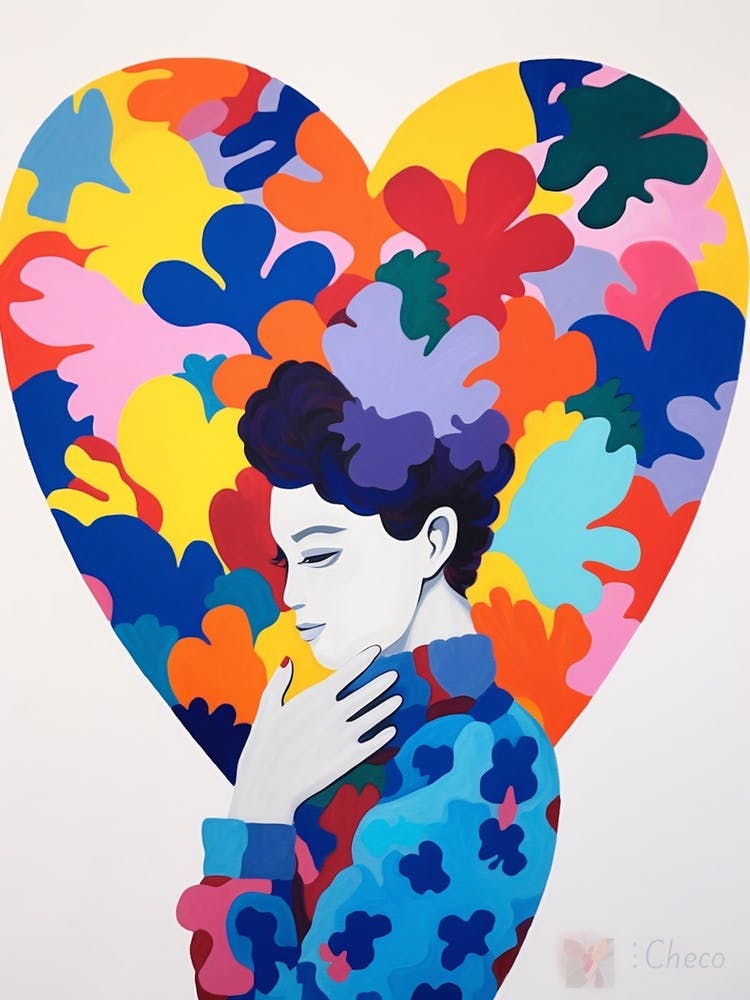 Realistic Abstract Rainbow Heart Portrait