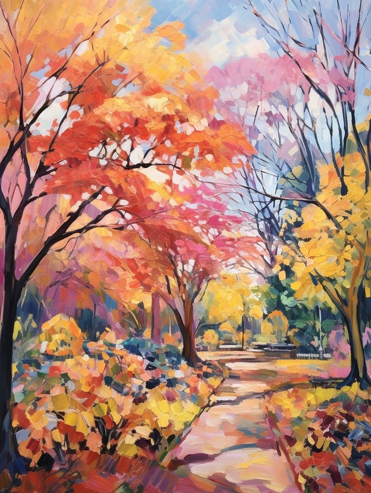 Autumn Gardens Painting Royal Botanic Gardens Victoria Australia