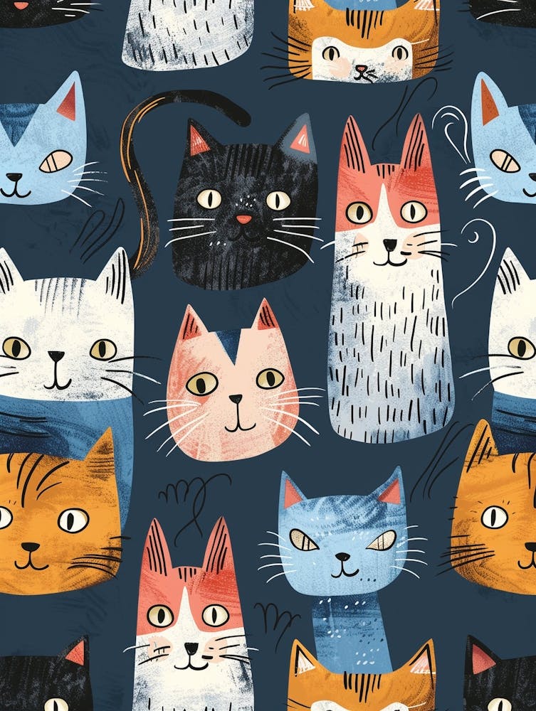 Repeatable Artwork With Cute Cat Faces 13
