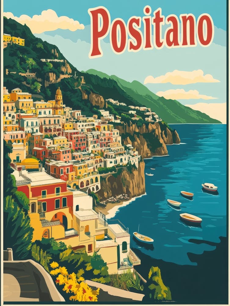 Aihrgdesign A Vintage Travel Poster Of Positano 2