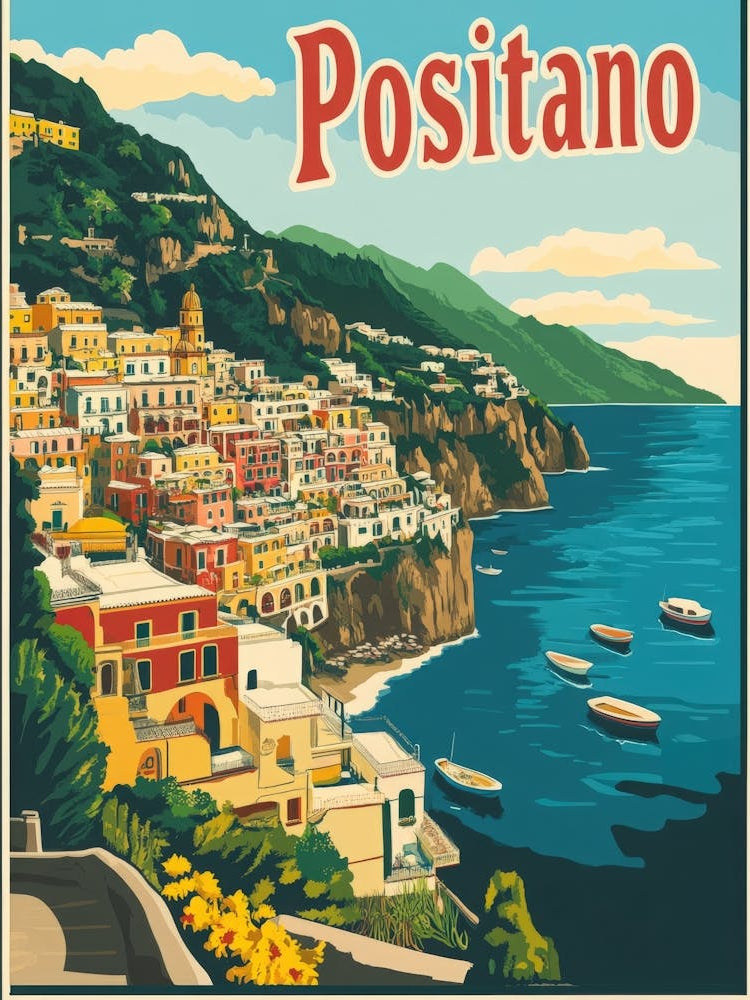 Aihrgdesign A Vintage Travel Poster Of Positano 2