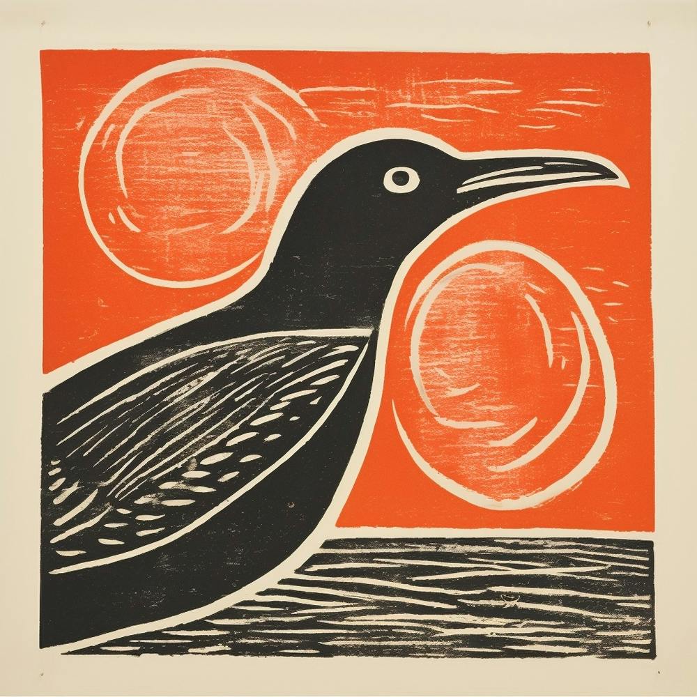 Retro Vogel-Lithographie Möwe 1