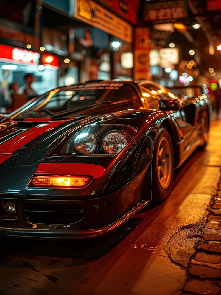 Black Sports Car At Night