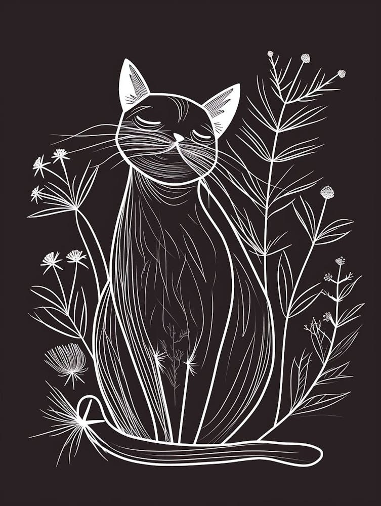 Munchkin Cat Minimalist Illustration 4