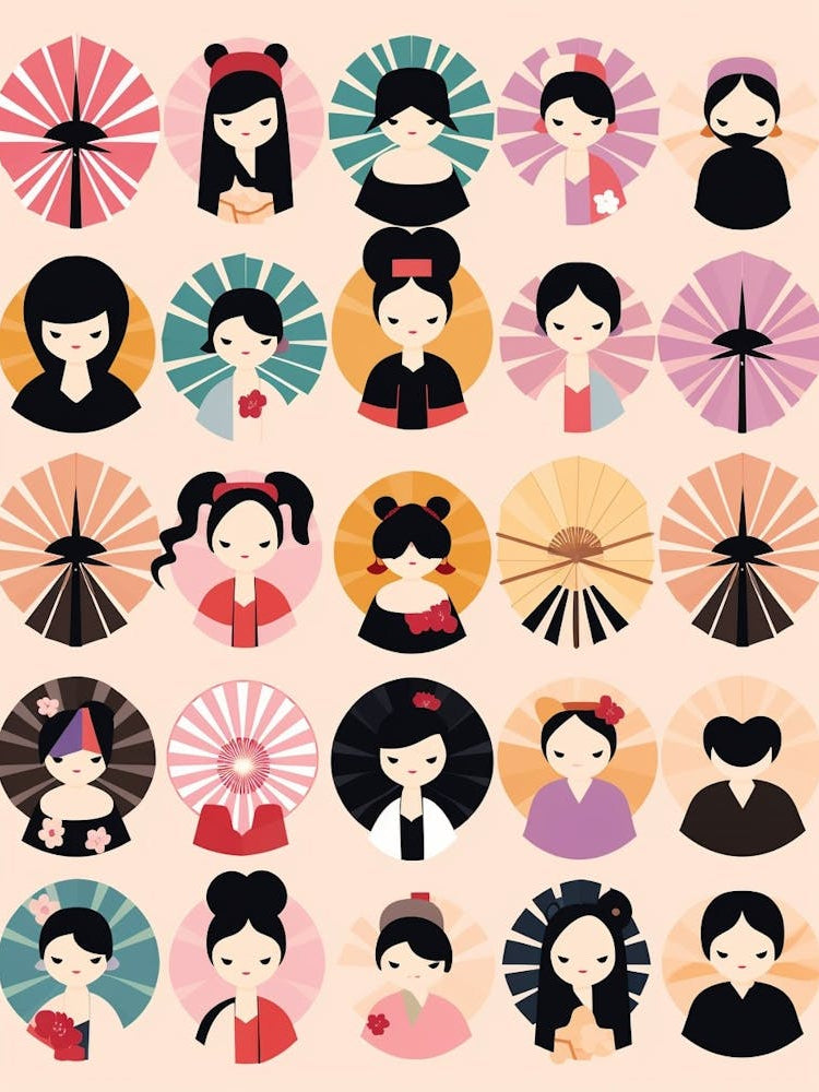 Japanese Fans Sensu Illustration 12
