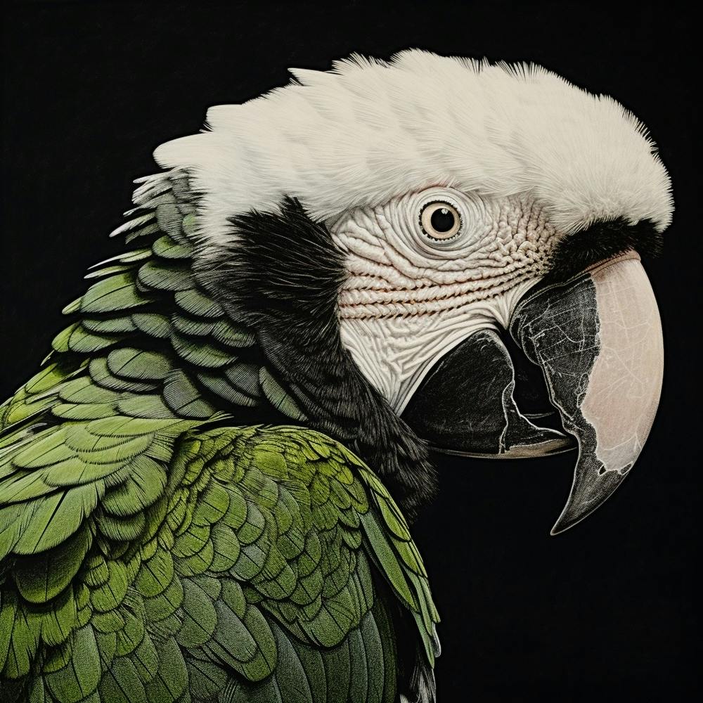 Ohara Koson Inspired Bird Painting Macaw 2 Square