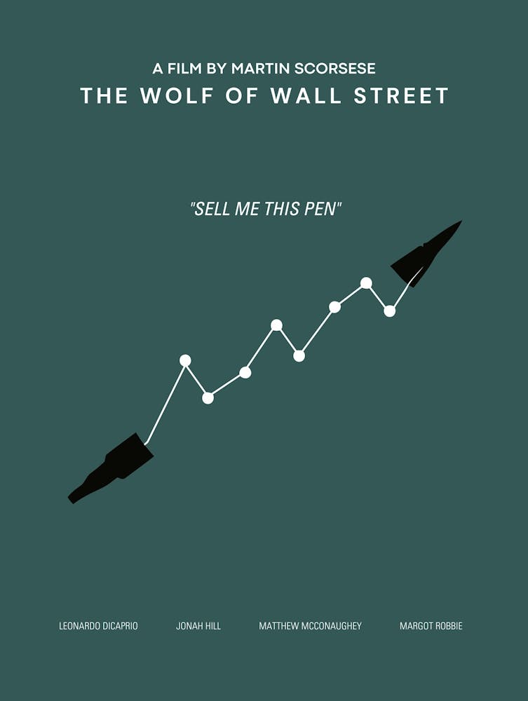 Wolf Of Wall Street - Affiche minimaliste Wolf of Wall Street - Scène « Sell me this pen »