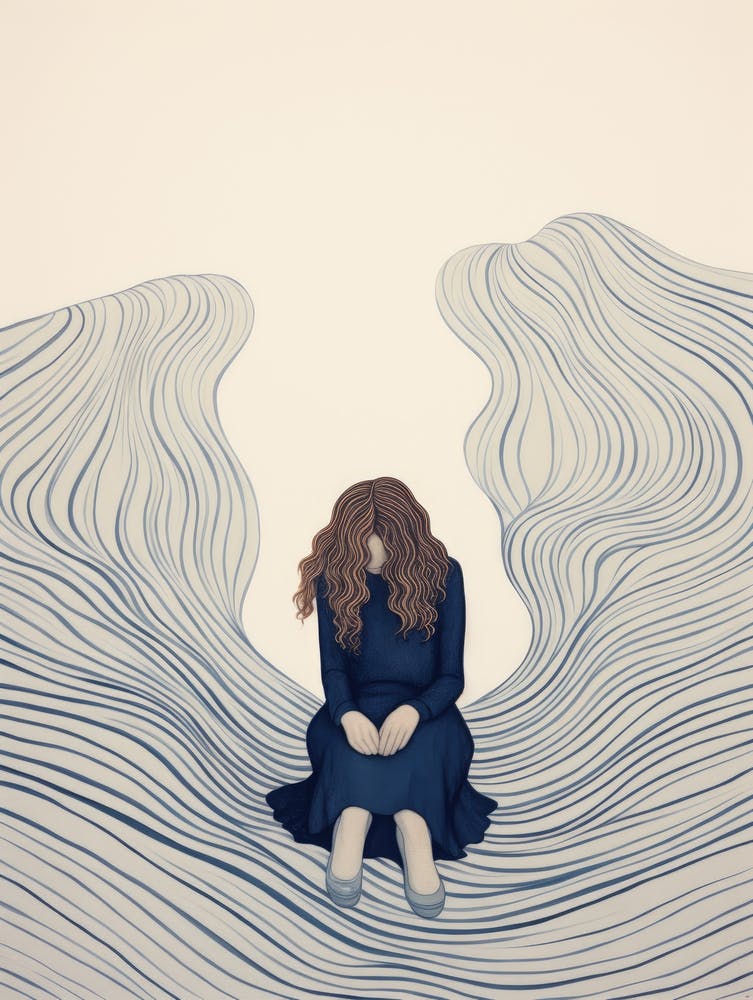 Girl Sitting On A Wave 1