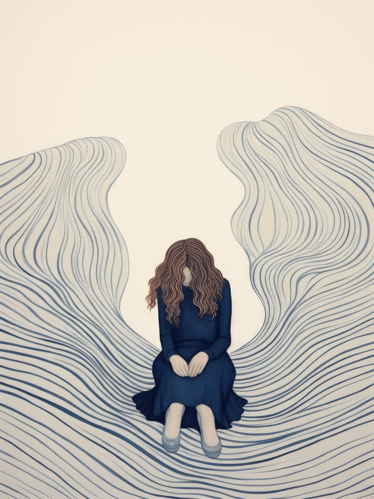 Girl Sitting On A Wave 1