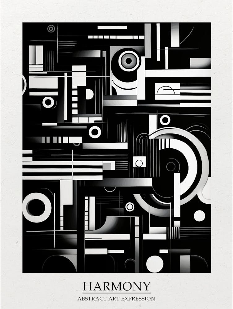 Harmony Abstract Black And White 6 Poster