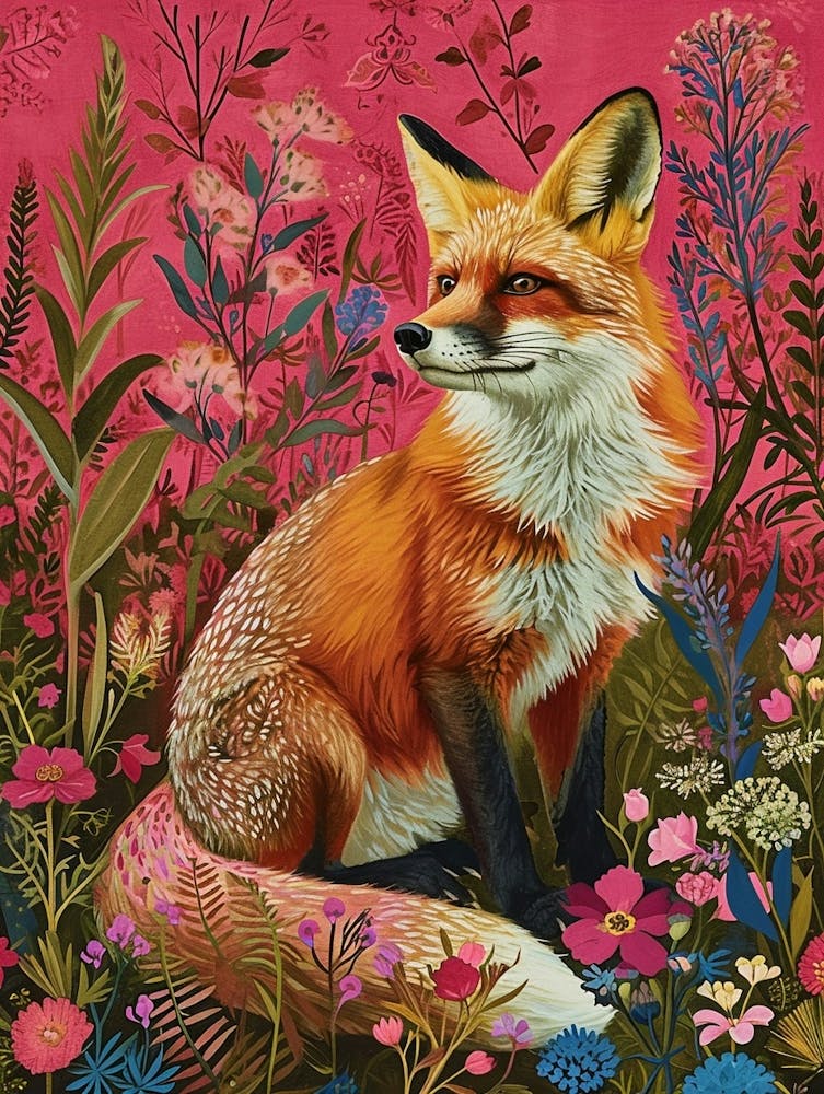 Floral Animal Painting Fox 3