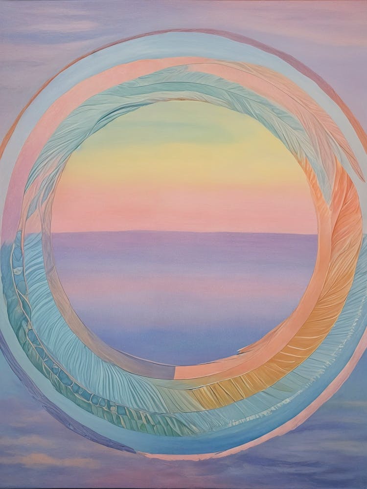 Pastel Ocean Sunset Circle