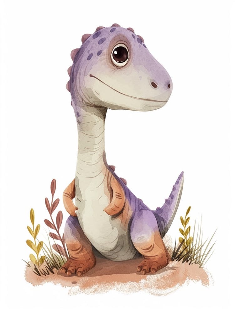 Cute  Allosaurus Dinosaur Watercolour  2