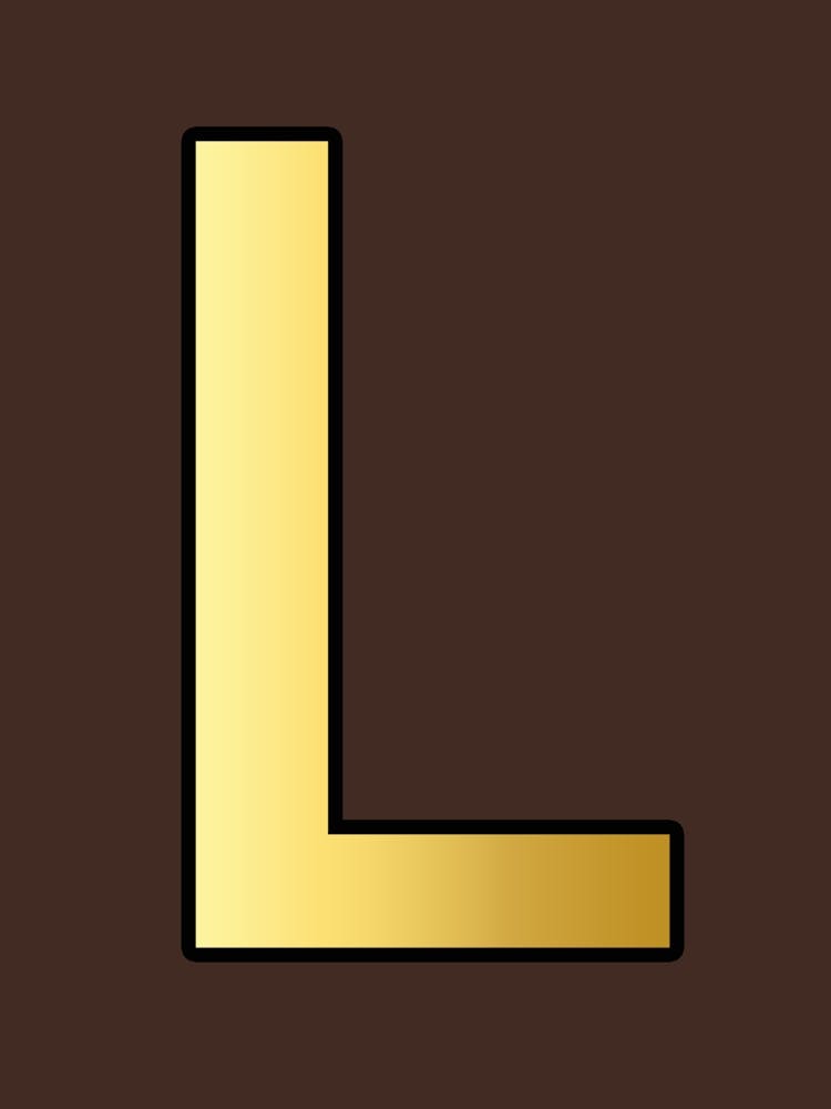 Letter L Gold Alphabet Brown