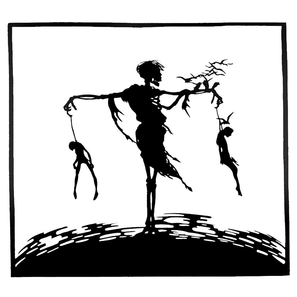 Death at the Gallows - 1922 Vintage Illustration for A Danse Macabre by Walter Draesner - Witchy of Witches Dance Hanged Man Grim Reaper Witchcraft Pagan Woman Cool Spooky