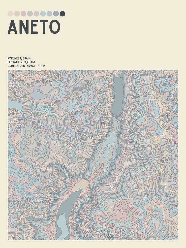 Pico Aneto Spain Pyrenees Topographic Contour Map