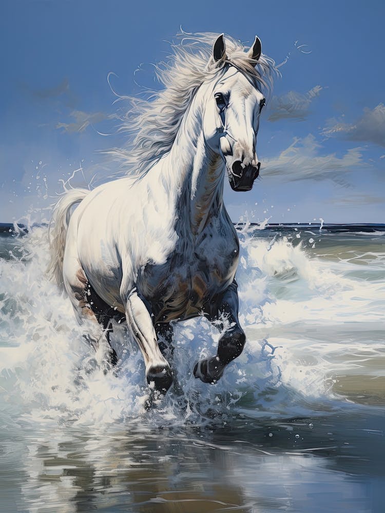 A Horse Oil Painting In Hyams Beach, Australia, Portrait 3
