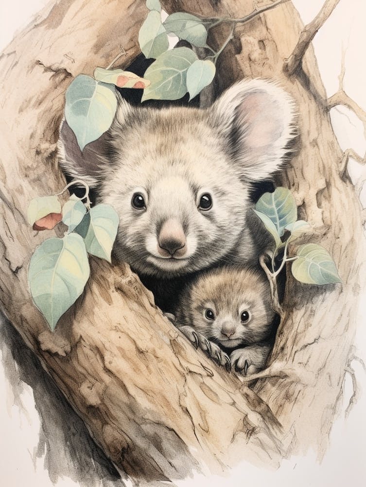 Aquarelle Animalière Conte de Fées Koala 2