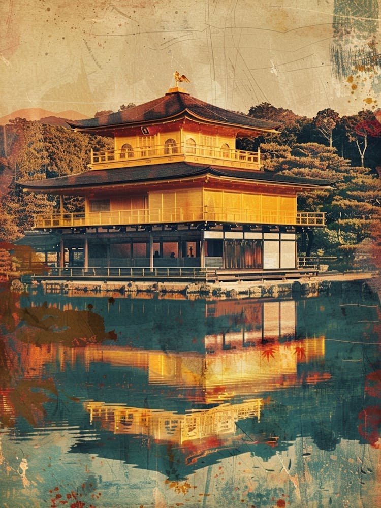 Kinkaku Ji Golden Pavilion In Kyoto Mid Century Modern 1