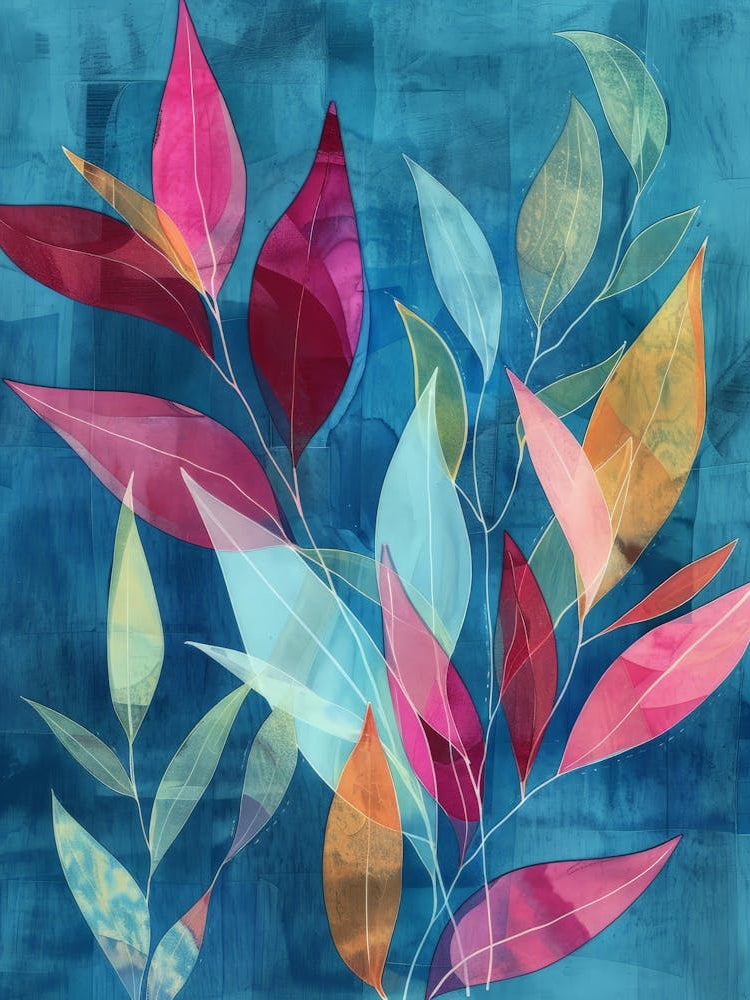Leaves On A Blue Background