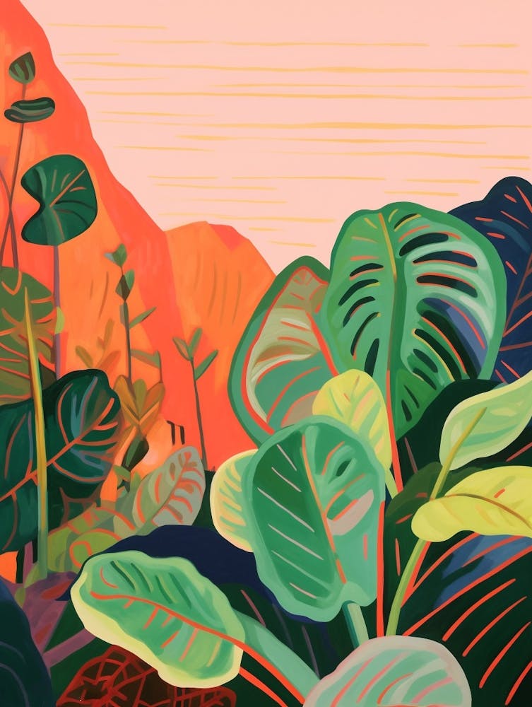 Boho Plant Painting Philodendron Brasil 3