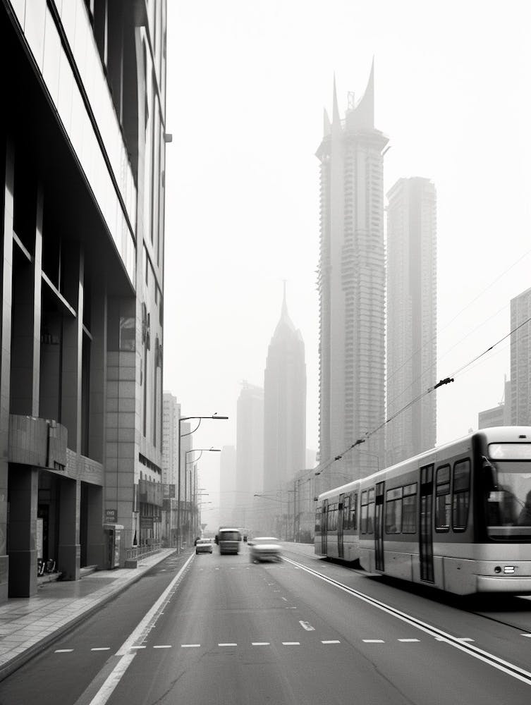 Shenzhen, China, Black And White Old Photo 2