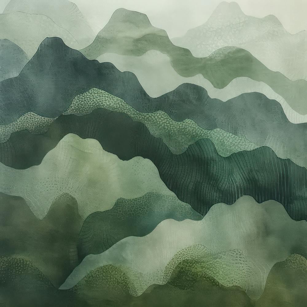 Japanese Watercolour Of Mount Aino 3