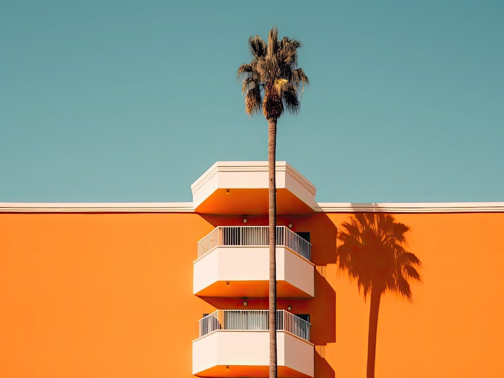 Hotel California Style Building With A Palm Summer Photography