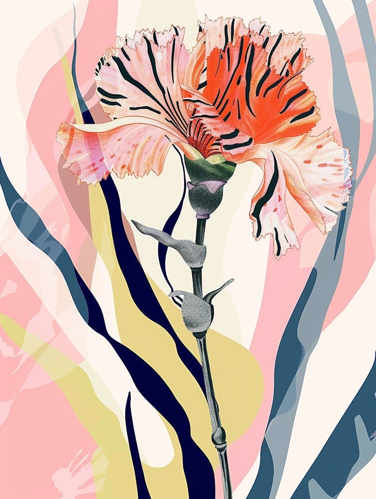 Colourful Flower Illustration Carnation Dianthus 3