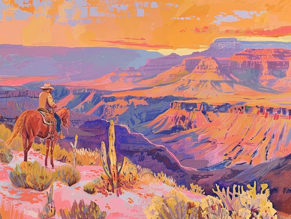 Cowboy Painting Grand Canyon Arizona 2