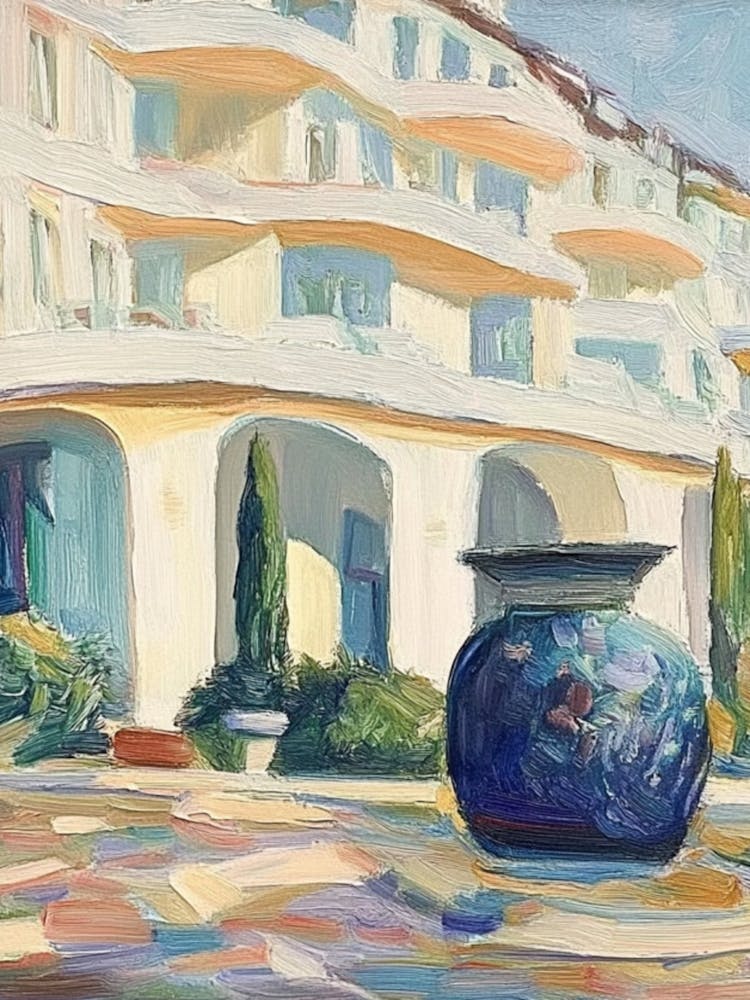 Blue Vase In Front Of A Building