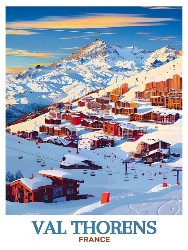 Val Thorens Print Val Thorens Ski Resort Art Val Thorens Artwork Val Disere Poster Val Thorens Poster Val Thorens Art