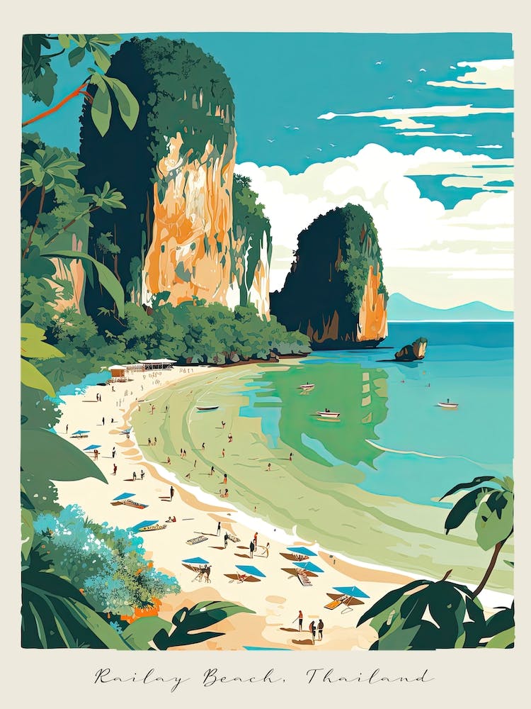 Poster Of Railay Beach, Krabi, Thailand, Matisse And Rousseau Style 1