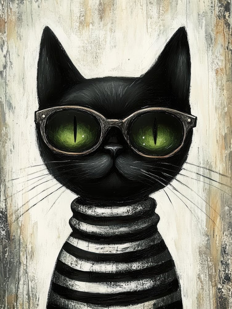 Black Cat With Glasses 1